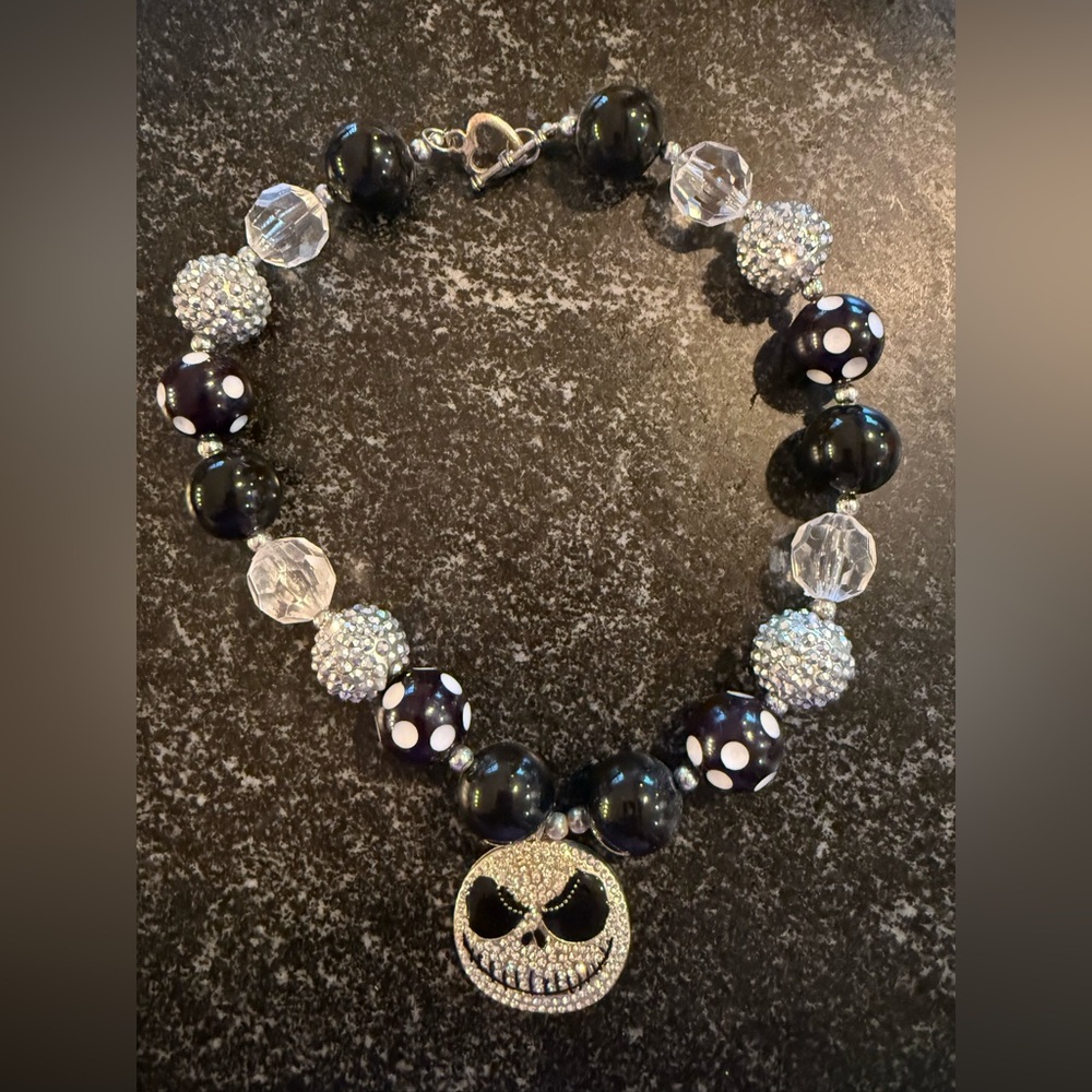 Youth Black and Silver Beaded Nightmare Before Christmas Necklace